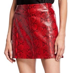 Alice +‎ Olivia Elana 100% lamb leather Miniskirt SZ 4 red and black (96)